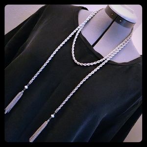 BaubleBar Iced Silver Lariat Pendant Necklace